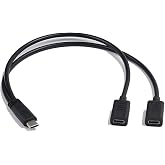 Halokny USB C Y Splitter Charge Cable, 1 Feet USB Type C Male to 2 Dual USB Type C Female Y Splitter Extension Charging Cable(Only for Charging) (Typec Male to Dual Female)