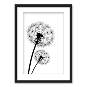 Black Paper Framed Canvas Wall Art for Living Room, Bedroom Dandelions Canvas Prints for Home Decoration Ready to Hanging - 23x31 inches