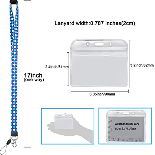 Lanyard with id Holder Badges Horizontal Hall Pass Lanyards with Badge Holders for Kids Women Keys Cruise Ship Card Breakaway Safety Lanyard for Keys Men Key Card 5 Pack Wide 2cm 34" Polyester Straps - Thumbnail 2