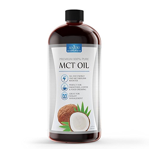 Anjou MCT Oil 32 oz, Good for Bulletproof Coffee, Weight Management, Boost Metabolism, Sustain Energy, Non-GMO, Gluten Free, C8 C10, BPA Free, Made in USA, Derived from 100 Percent Organic Coconuts