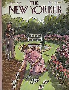 1942 New Yorker May 16-Digging up flowers to plant Vegs