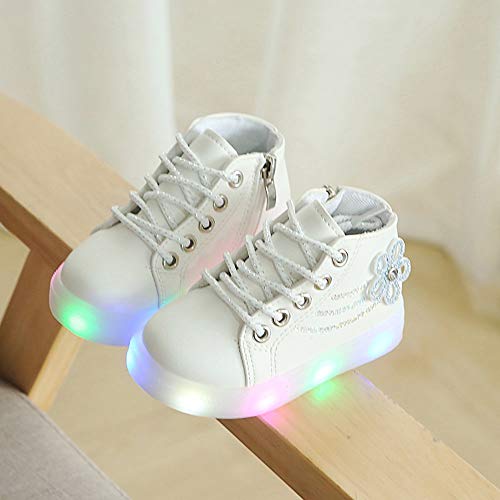 image for Kasien Baby Shoes, Children Baby Girls Floral Crystal Led Light Lumino