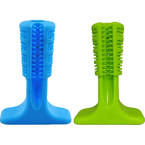 AnyBack Bite Toys Dogs, Dog Toothbrush Chew Toys Pet Chew Bite Brushing Stick Puppy Teething Brush Toy Doggy Pets Oral Care Green Blue 2 Pack - Thumbnail 5