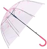 AMC Clear Transparent Cherry Blossom Bubble Dome Shape Semi-Automatic Umbrella