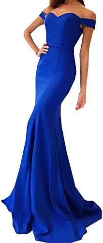 Venus Bridal Women's Trumpet Prom Dress Off-The-Shoulder Formal Party Dress Mermaid Prom Dress