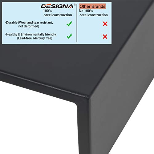 DESIGNA Black Monitor Stand, 24 inch Computer Monitor Arms & Stands Laptop TV Printer Metal Platforms Stands Shelves Risers Desktop Workspace Organizers 11"Wx17"L - Thumbnail 4