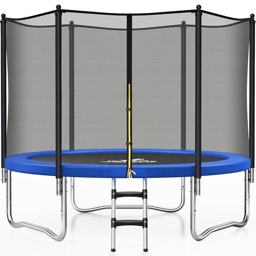 JELENS Trampoline 8FT 10FT 12FT 14FT 15FT, Outdoor Trampolines with Enclosure Net,