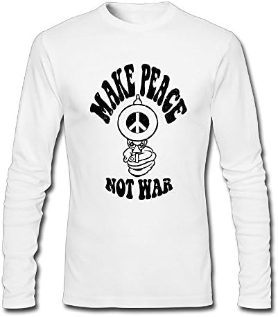 Make Peace Not War Logo Cool Rock Man O-Neck Long Sleeves T Shirt Fashion 100% Cotton Casual Wear