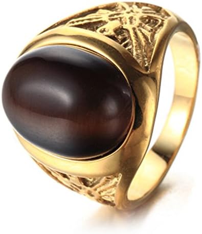 INMUINS Men's &amp; Mens Jewelry Retrol Titanium Steel Eagel Cat's Eyes Rings Size 8