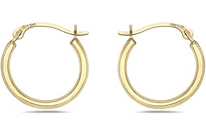 PORI JEWELERS 10K Solid Gold 1MMX14MM French Lock Hoop Earrings- Yellow Gold - Jewelry for Women/Girls - Small Hoop Earrings