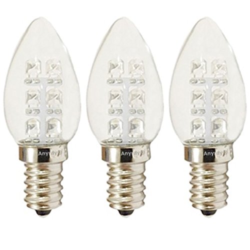 Anyray (3-Bulbs A-C7E12LWW LED Night Light C7 (4W 5W 7W Replacement) E12 Candelabra Base 110V Warm White 120V