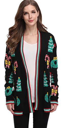 For G and PL Xmas Women Knits Santa Cosplay Pullover Ugly Christmas Longsleeve Winter Loose Sweatshirt Cardigan Sweater Black S