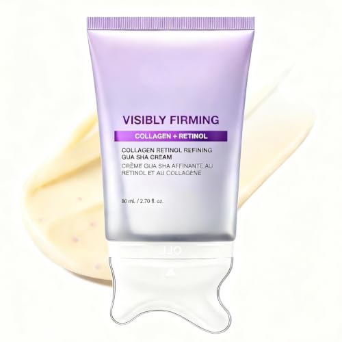 Collagen Retinol Gua Sha Neck Cream with Peptides, 299Da Fast-Absorbing & Smooth-Dispensing Firming Moisturizer for Tech Neck & Jawline Sculpting, Fragrance Free Korean Skin Care, 2.7 Fl Oz