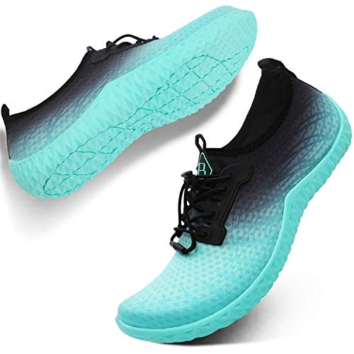 Spesoul Womens Mens Water Sports Shoes Outdoor Quick Dry Barefoot Athletic Aqua Shoe for Beach Swim Pool Surf Diving Yoga Blue Grey 8.5 M Women