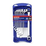 WORKPRO Offset Box End Wrench Set, 8-piece, Metric 6-22 mm, Cr-V, German DIN Standard with ABS Organizer Rack