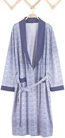 ANFF Men's Lightweight Bathrobe Cotton Woven Long Sleeve Sleepwear