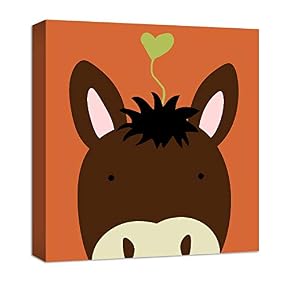 Brown Donkey Painting Artwork for Home Framed for Kids