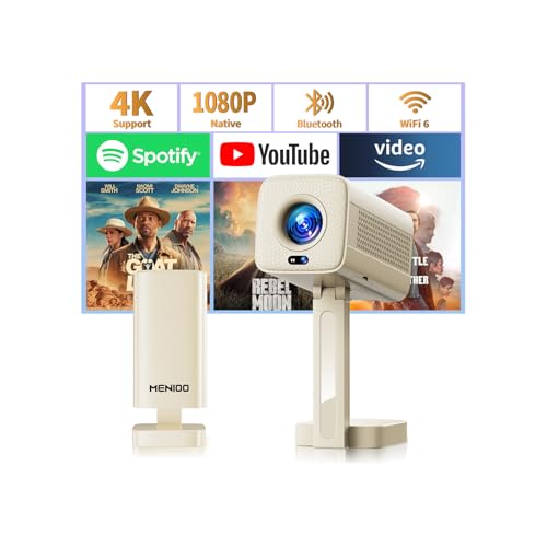 MENIOO Mini Projector 4K Auto Focus Beige