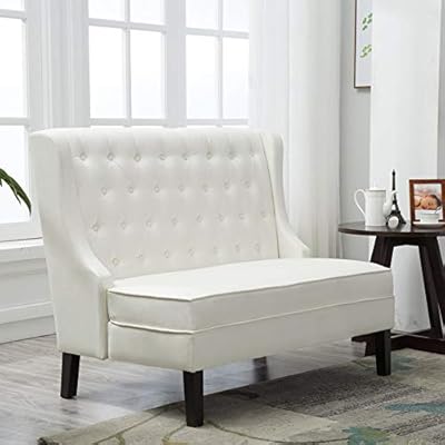 Amazon Com Andeworld Tufted Loveaseat Settee Sofa Bench For Dining Room Beige 1 Kitchen Dining