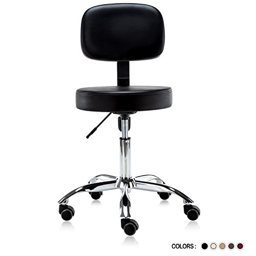 Dr.lomilomi Multi-adjustable Hydraulic Rolling Medical Massage Stool Chair with Backrest 501 (Black)