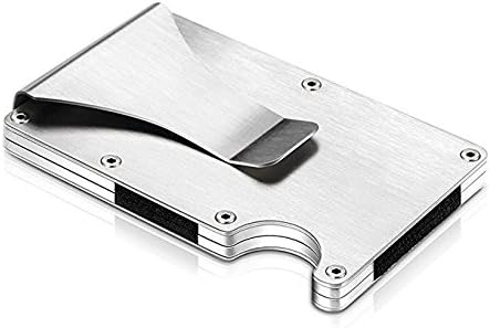PERTTY Money Clip,Carbon Fiber Credit Card Holder with RFID Blocking Minimalist Wallet (silver)