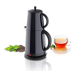 Roestvrij stalen waterkoker theekoker – zwart glanzend – met automatische theezeef en warmhoudfunctie – 2,7 liter – 1850…