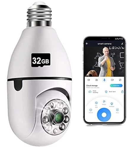 Light Bulb Camera Security Camera 1080P Full HD WiFi Smart Camera  Home Surveillance Camera Built-in 360° PTZ Night Vision Motion Detection 