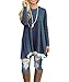 WEKILI Women's Tops Long Sleeve Lace Scoop Neck A-line Tunic Blouse Blue XXL/US 20-22