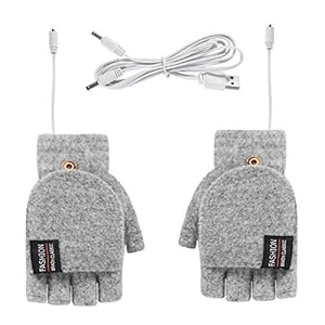 favourall USB oplaadbare verwarmde handschoenen voor mannen vrouwen, 5V halve vinger breien wanten handen warmer wasbare…