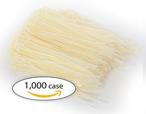 PA66 Heavy Duty Industrial Grade Self-locking Zip Ties, Nylon Cable Ties, Plastic Wire Ties, 8" L , 50 lb, White, 1000 Piece