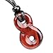 Infinity Magic Powers Knot Lucky Charm Evil Eye Protection Amulet Red Tiger Eye Gemstone Pendant Necklace