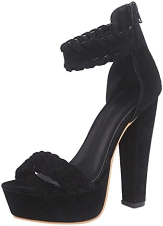 WOCACHI Women Shoes Sandals Waterproof Super High Heels Party Ankle Square Heel Shoes