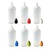 510 Central 100mL LDPE Plastic Thin Tip Dropper Bottles (6 Pack, Multi Color Caps)