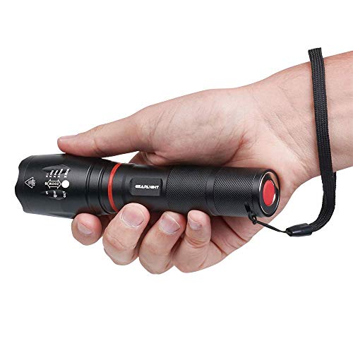 GearLight LED Tactical Flashlight S1000 with Lantern and Magnet - White and Red Work Light - As Seen on TV Tac Light with Batteries Included - Camping, Emergency Taclight Pro Flashlights