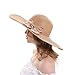 MEEFUR Summer Beach Hats Foldable Wide Brim Solid Caps Bowknot Lady Straw Sun Hat