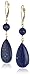 Amazon Collection 14k Yellow Gold Lapis Lazuli Flat Teardrop and Round Bead Drop Earrings