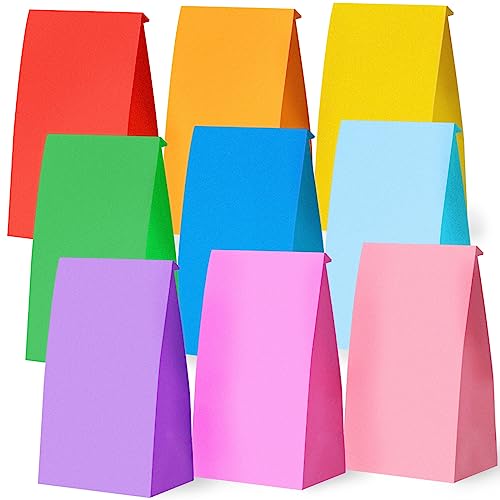 JOHOUSE 58PCS Paper Gift Bags, Colorful Treat Bags Bulk Candy Color Goodie Bags for Kids Party Favor Bags for Birthdays Baby Showers Crafts Wedding 9 Colors