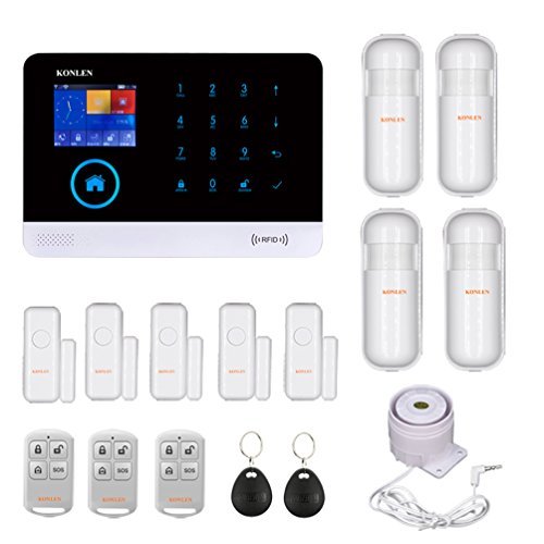 KONLEN Voice LCD WiFi GSM SIM Home Security Alarm System RFID Touch Wireless SMS Call App Alert Android iOS Burglar…