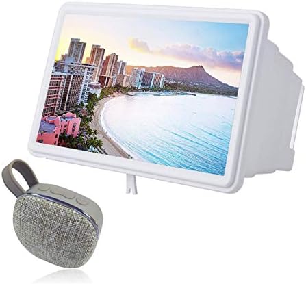 JIAX Cell Phone Screen Magnifier, 12 Inch HD Phone Screen Amplifier for Movies, Videos and Gaming with Foldable Holder Stand Anti-Blue Light Design Protect Eyes (Color : White-Speaker, Size : 12in)