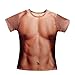 Voglee Men Funny Muscle Tee shirt Undershirt 3D Print Short Sleeve T-Shirts Costume