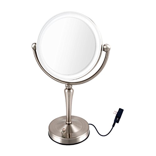 Ovente LED Lighted Tabletop Makeup Mirror, 1x/10x Magnification, 7.5