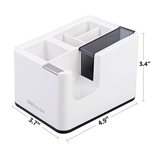 Deli Desktop Tape Dispenser, Desk Tape Dispenser with Pen Holder for