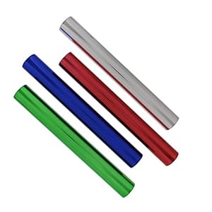 Get Out! Aluminum Relay Running Baton 4-Pack – 12in Metal Baton Sticks in Red, Blue, Green, Silver for Track & Field