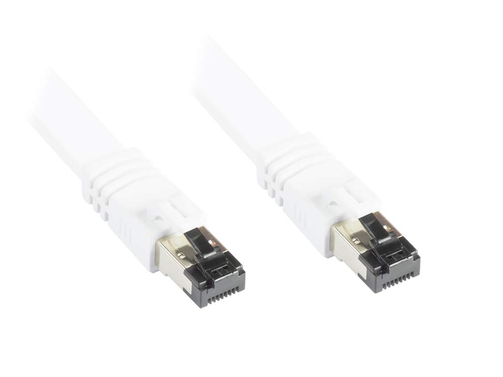 Good Connections Premium Cat 8.1 Flat Patch Cable - 3 m - U/FTP - 40 GBit/s - 2000 MHz - Copper Conductor CU - Halogen- LSZH - Network LAN Cable Compatible with CAT.7 / 6A / 6 / 5e - White