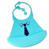 Cute Baby Bibs - Silicone with Crumb Catcher - Little Prince in Blue