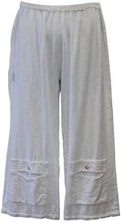 Tamar Fashions Women's Kappa Cotton Gauze Crop Pant (XL/1X, White)