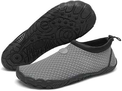 Herren Damen Badeschuhe Atmungsaktiv Schnell Trocknend Aquaschuhe Unisex Sommer Wasserschuhe für Outdoor Sports, Grau 42 EU