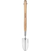 Berry&amp;Bird Stainless Steel Gardening Trowel, 23.43in Ash Wooden Long Handle | Stainless steel blade, ergonomic long wood handle, ideal for digging, transplanting, planting and weeding in home garden.