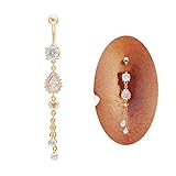 Lisli® Rhinestone Stainless Steel Crystal Belly Button Rings Dangle Navel Body Piercing Jewelry