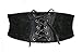 JOLLYCHIC Flower Embroidery Faux Leather Stretchy Wide Waist Belt Waistband Corset Black 65CM